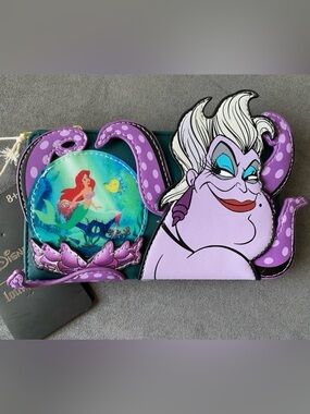 Loungefly Disney Villains Ursula Crystal Ball Ariel Scene Flap Wallet NWT